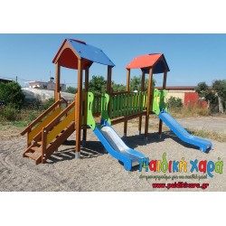 Σύνθετο νηπίων-παίδων με 2 τσουλήθρες και γέφυρα